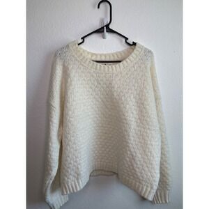 SO Women Cream White Textured Knit Oversized Pullover Sweater XXL NWT